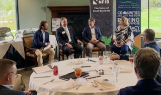 NFIB's Nathan Humphrey, Rep. Chas Cannon, Rep. John LaHood and CBA Executive Vice President Lori Godfrey.