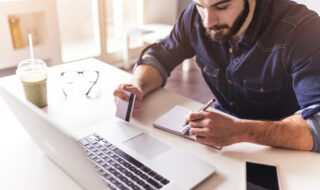 Handsome Man shopping online